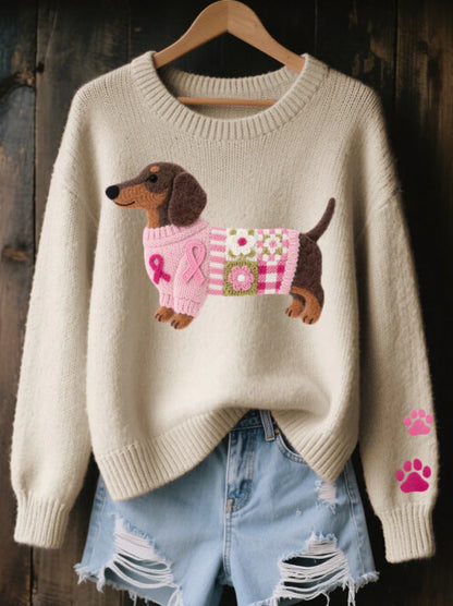 Damestrui met ronde hals en grafisch ontwerp - Halen