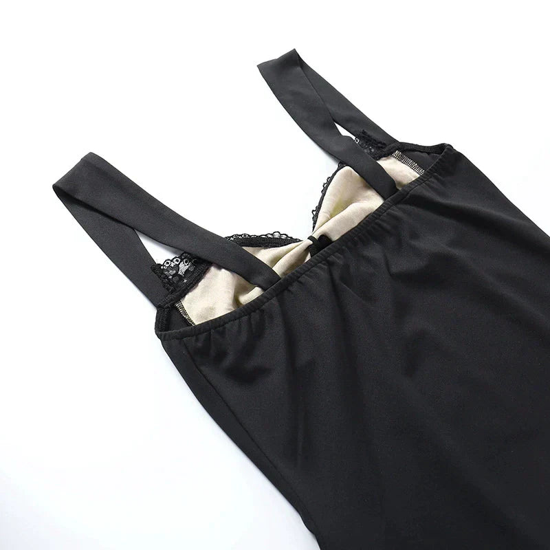 A-Line Lace Mini Jurk met Gevoerde Breed Strap en Kant