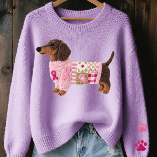 Damestrui met ronde hals en grafisch ontwerp - Halen